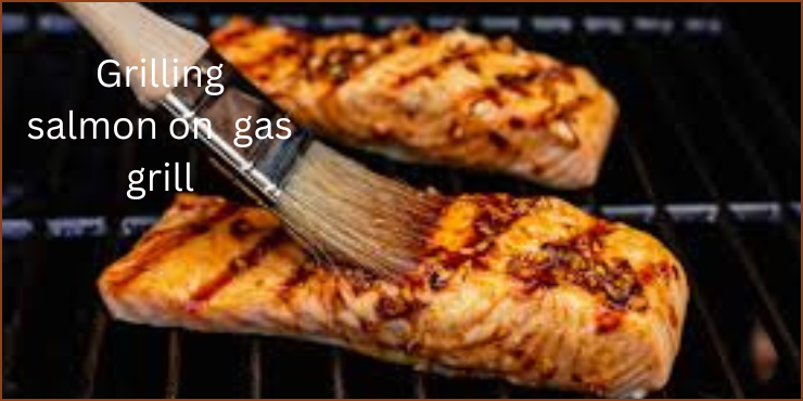 Grilling salmon on gas grill